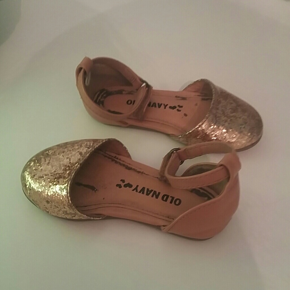 Kids sandals toddler size 5 gold sparkle w tan